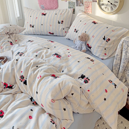 91家纺网 家纺一手货源 找家纺 （总）耀悦家纺 2025新款纯棉有氧双层纱四件套第二弹