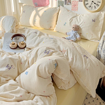 91家纺网 家纺一手货源 找家纺 （总）耀悦家纺 2025新款纯棉有氧双层纱四件套第二弹