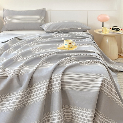 91家纺网 家纺一手货源 找家纺 （总）2025新夏凉被单缎条老粗布三件套床上用品