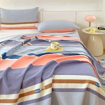 91家纺网 家纺一手货源 找家纺 （总）2025新夏凉被单缎条老粗布三件套床上用品