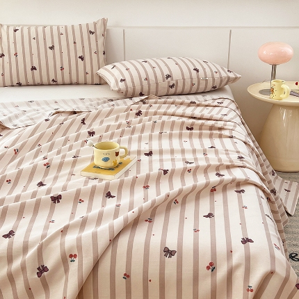 91家纺网 家纺一手货源 找家纺 （总）2025新夏凉被单缎条老粗布三件套床上用品