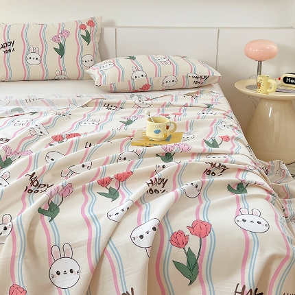 91家纺网 家纺一手货源 找家纺 （总）2025新夏凉被单缎条老粗布三件套床上用品