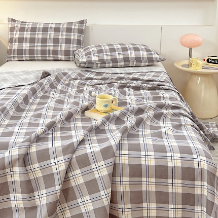 91家纺网 家纺一手货源 找家纺 （总）2025新夏凉被单缎条老粗布三件套床上用品