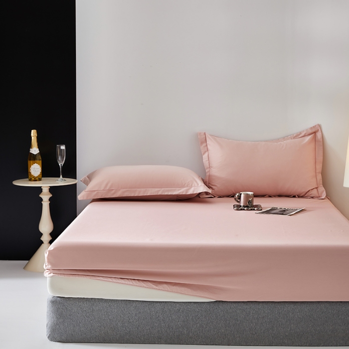 91家纺网 家纺一手货源 找家纺 （总）2025年新款100S全棉贡缎纯色长绒棉纯棉床笠（有质检报告，支持定制）