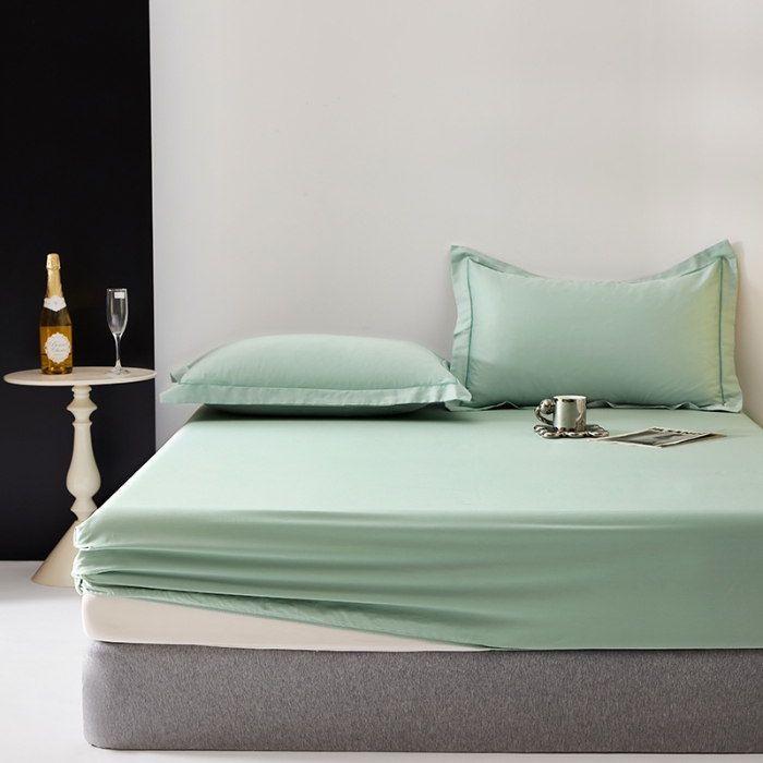 91家纺网 家纺一手货源 找家纺 （总）2025年新款100S全棉贡缎纯色长绒棉纯棉床笠（有质检报告，支持定制）