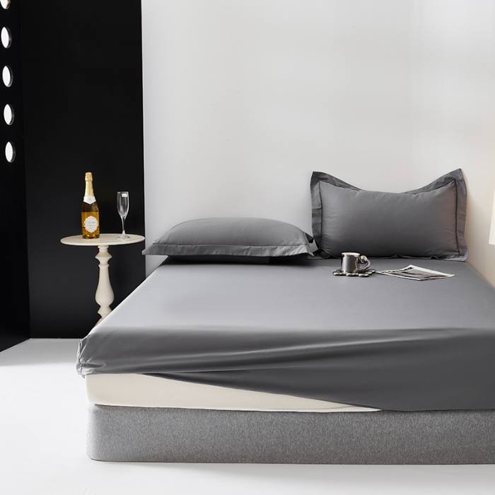 91家纺网 家纺一手货源 找家纺 （总）2025年新款100S全棉贡缎纯色长绒棉纯棉床笠（有质检报告，支持定制）