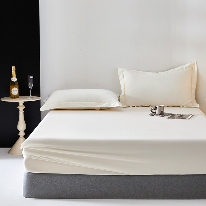 91家纺网 家纺一手货源 找家纺 （总）2025年新款100S全棉贡缎纯色长绒棉纯棉床笠（有质检报告，支持定制）