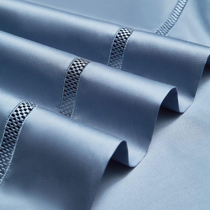 91家纺网 家纺一手货源 找家纺 【2025】100S100支双股长绒棉镂空床单四件套100S/2*50S 500TC 云墅德拉蓝 券后实付价最低720元