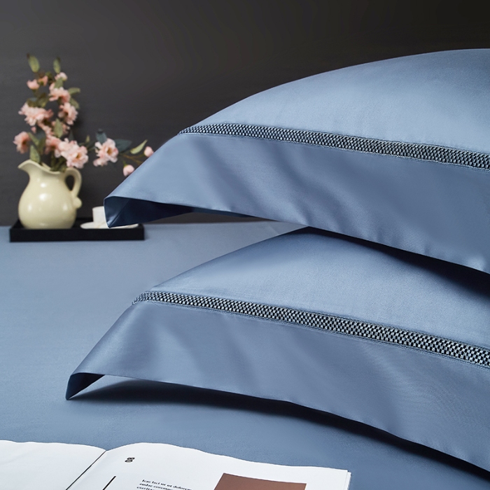 91家纺网 家纺一手货源 找家纺 【2025】100S100支双股长绒棉镂空床单四件套100S/2*50S 500TC 云墅德拉蓝 券后实付价最低720元