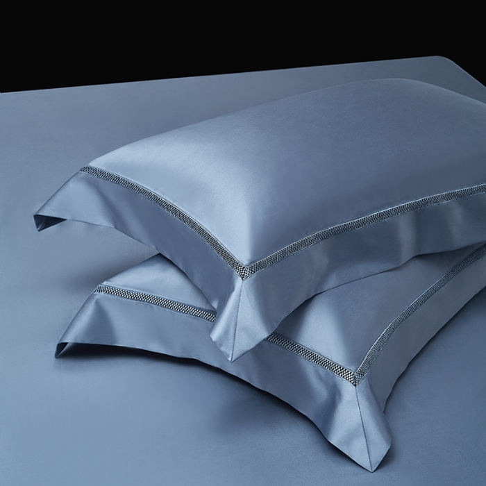 91家纺网 家纺一手货源 找家纺 【2025】100S100支双股长绒棉镂空床单四件套100S/2*50S 500TC 云墅德拉蓝 券后实付价最低720元