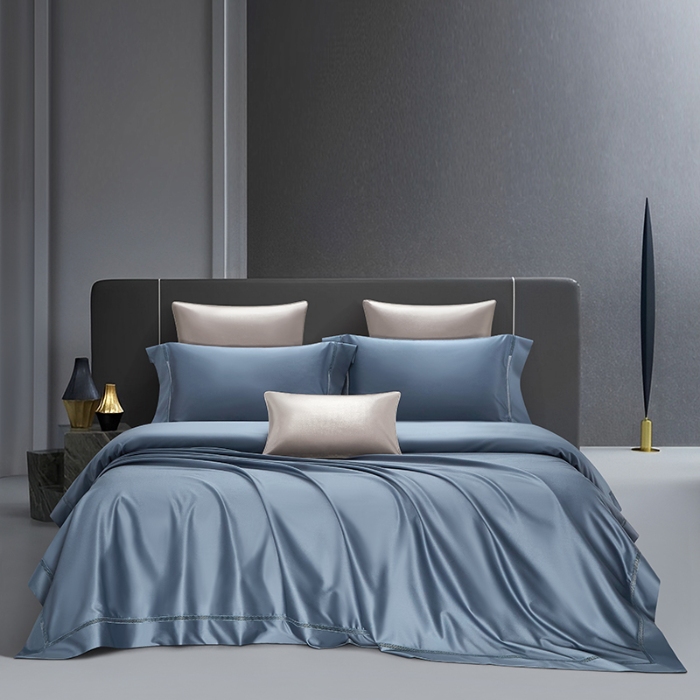 91家纺网 家纺一手货源 找家纺 【2025】100S100支双股长绒棉镂空床单四件套100S/2*50S 500TC 云墅德拉蓝 券后实付价最低720元