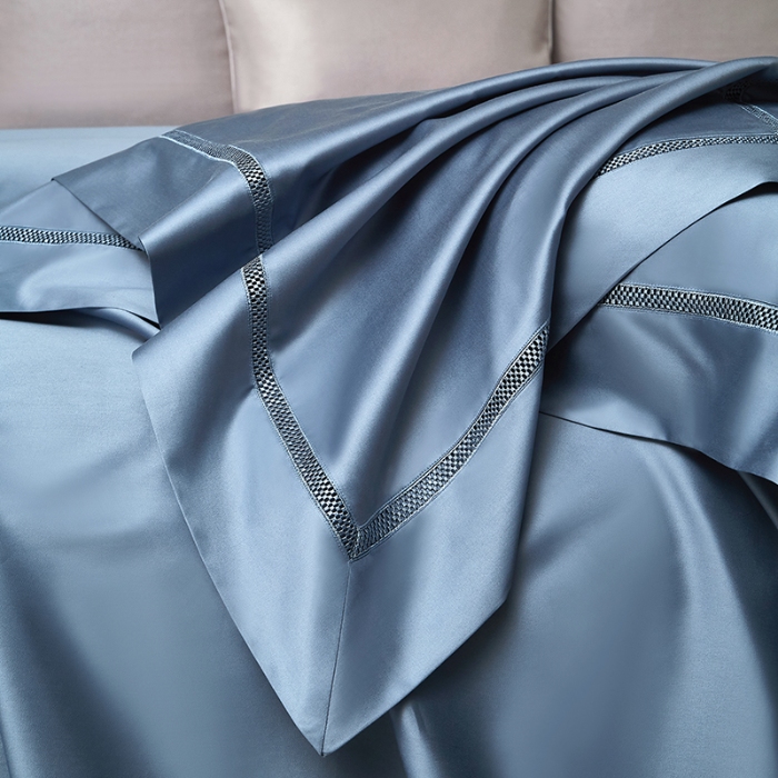 91家纺网 家纺一手货源 找家纺 【2025】100S100支双股长绒棉镂空床单四件套100S/2*50S 500TC 云墅德拉蓝 券后实付价最低720元