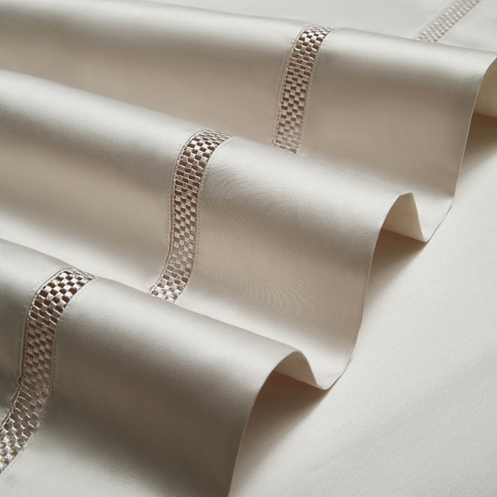 91家纺网 家纺一手货源 找家纺 【2025】100S100支双股长绒棉镂空床单四件套100S/2*50S 500TC 云墅风絮白 券后实付价最低720元