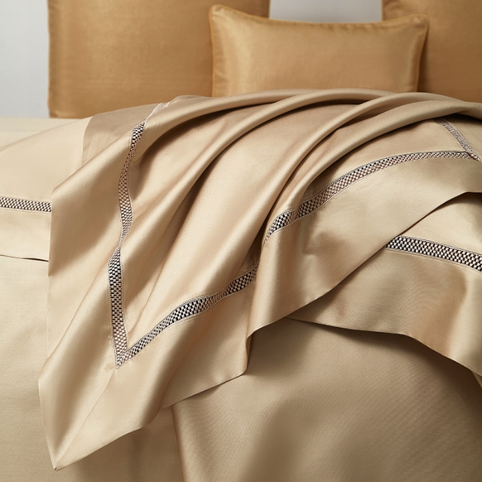 91家纺网 家纺一手货源 找家纺 【2025】100S100支双股长绒棉镂空床单四件套100S/2*50S 500TC 云墅香槟金 券后实付价最低720元