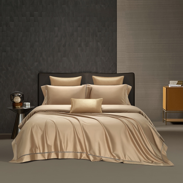 91家纺网 家纺一手货源 找家纺 【2025】100S100支双股长绒棉镂空床单四件套100S/2*50S 500TC 云墅香槟金 券后实付价最低720元