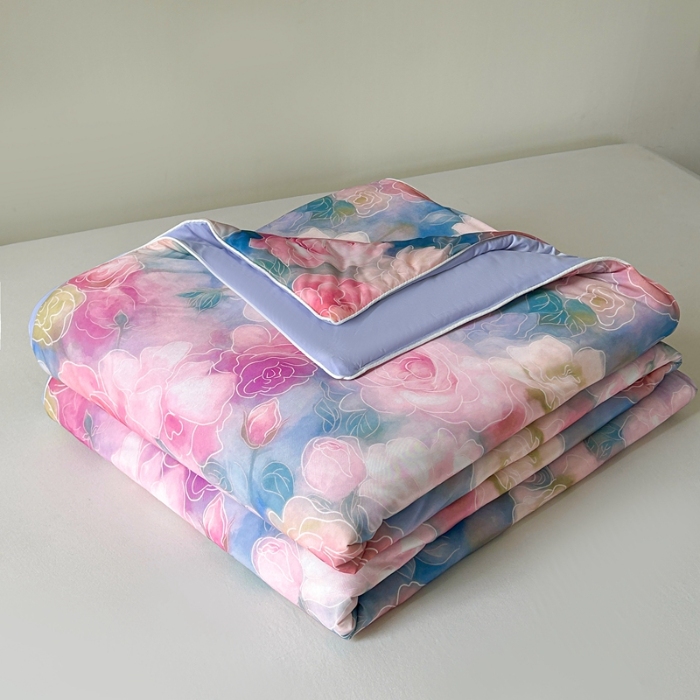 91家纺网 家纺一手货源 找家纺 （总）小禹仔 2025新款针织凉感丝印花夏被夏凉被被芯