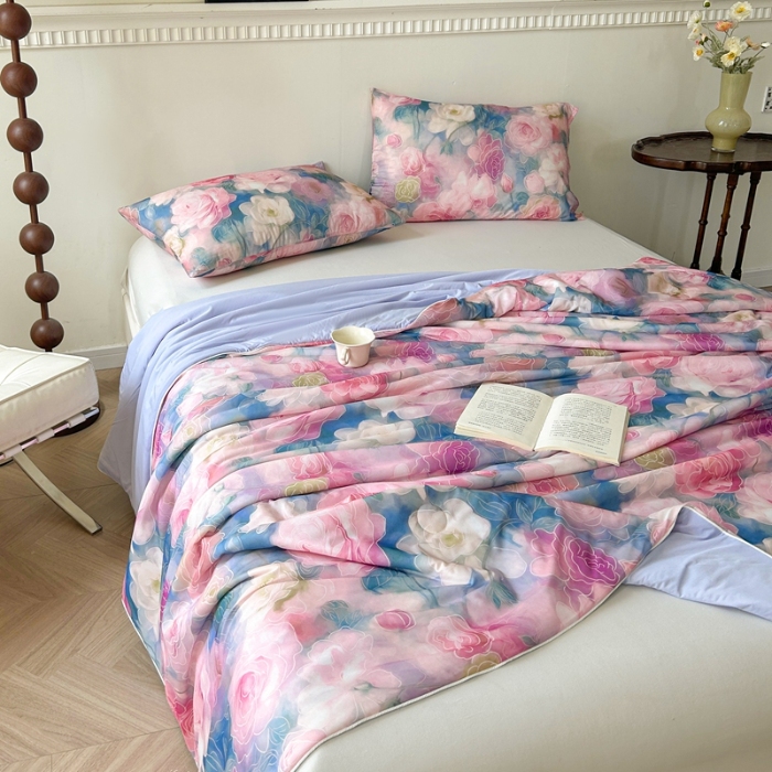 91家纺网 家纺一手货源 找家纺 （总）小禹仔 2025新款针织凉感丝印花夏被夏凉被被芯