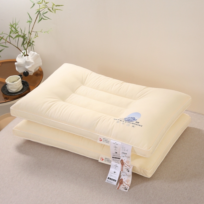 91家纺网 家纺一手货源 找家纺 赛格时代  2025A类全棉大豆枕-定型护颈枕（山峰黄）