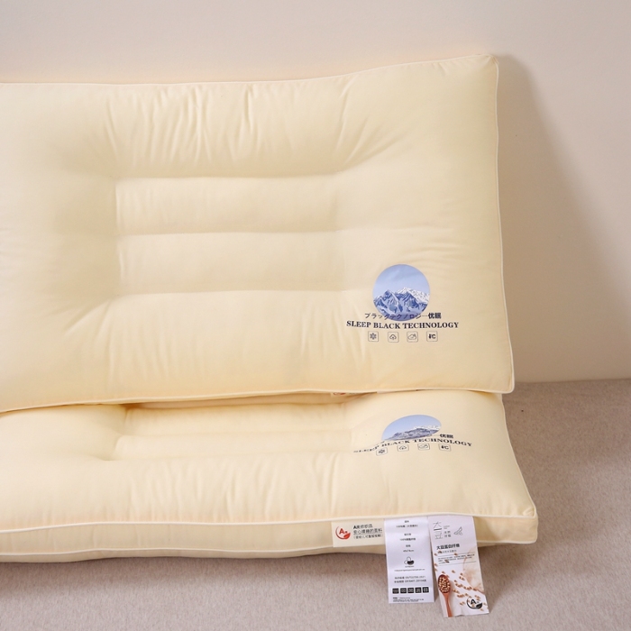 91家纺网 家纺一手货源 找家纺 赛格时代  2025A类全棉大豆枕-定型护颈枕（山峰黄）