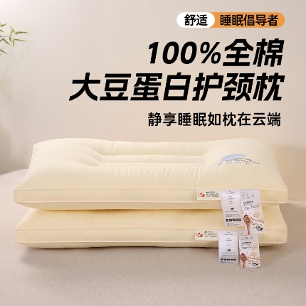 赛格时代  2025A类全棉大豆枕-定型护颈枕（山峰黄）