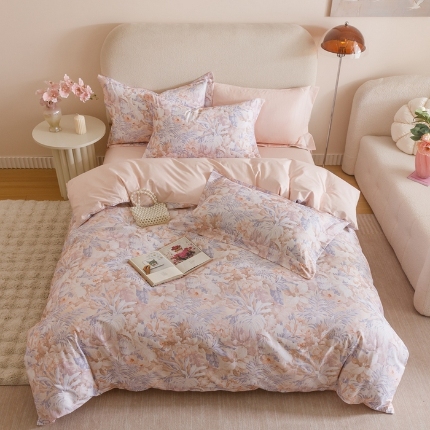 91家纺网 家纺一手货源 找家纺 （总）2025新款全棉纯棉【如梦令】红金裸盖棉四件套【标准号全网控价（折后券后）不低于199元】