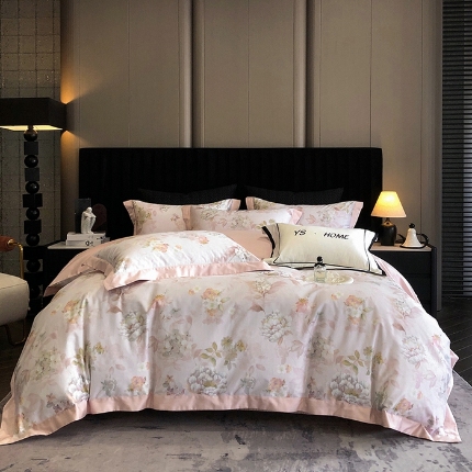 91家纺网 家纺一手货源 找家纺 （总）薏思家纺 2025新款100支长绒棉数码印花飞边款四件套