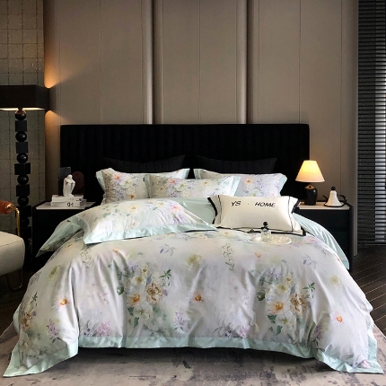 91家纺网 家纺一手货源 找家纺 （总）薏思家纺 2025新款100支长绒棉数码印花飞边款四件套