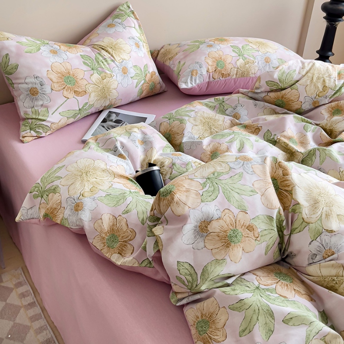 91家纺网 家纺一手货源 找家纺 2025直播优选13070喷气高品质全棉印花四件套 