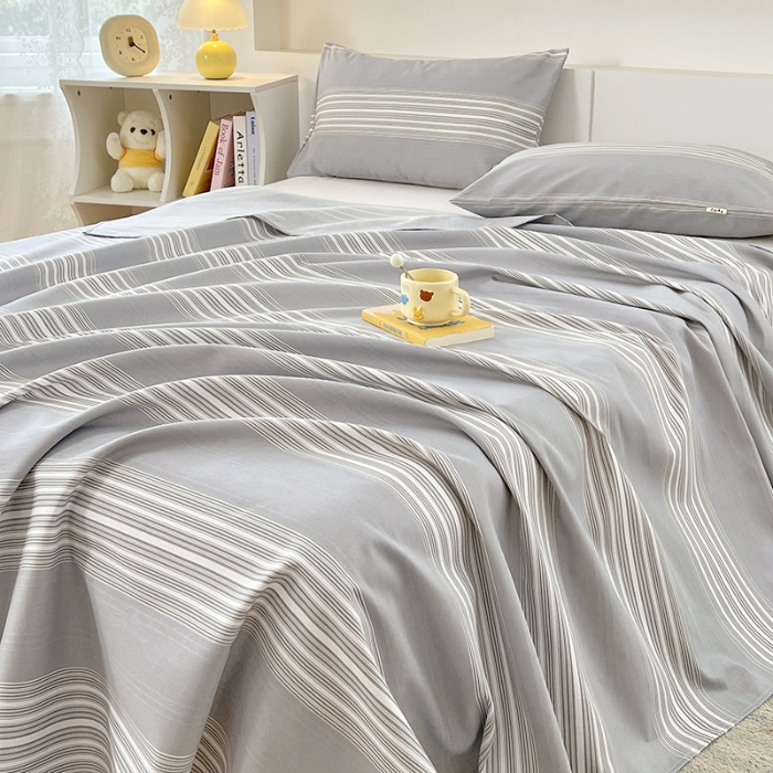 91家纺网 家纺一手货源 找家纺 （总）2025爆款夏季凉被单缎条老粗布三件套床上用品