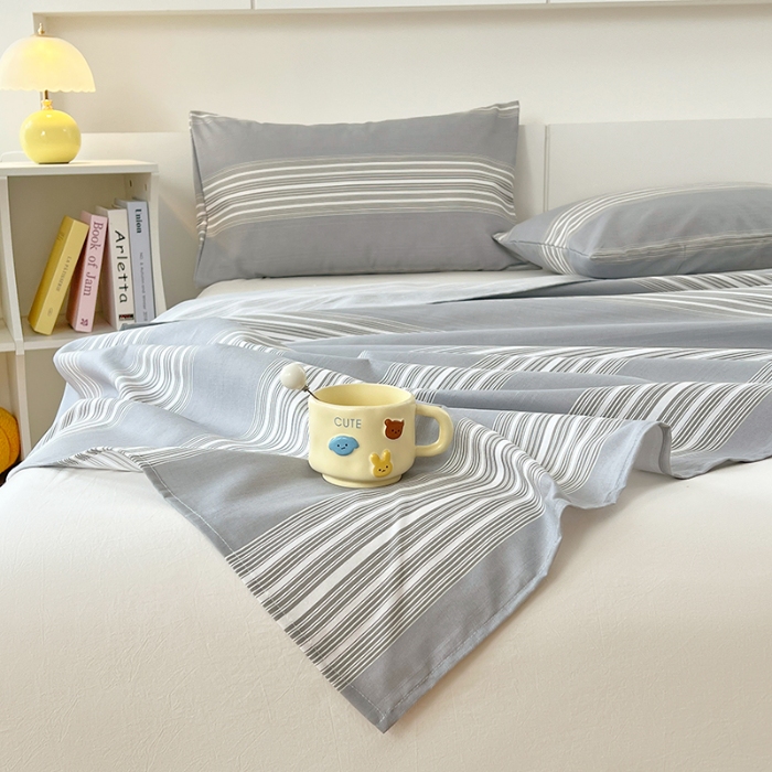 91家纺网 家纺一手货源 找家纺 （总）2025爆款夏季凉被单缎条老粗布三件套床上用品