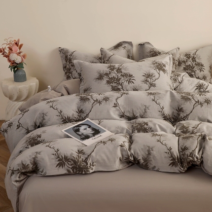 91家纺网 家纺一手货源 找家纺 （总）昊川家纺 2025新款全棉双层纱水洗色织大提花四件套