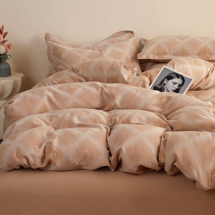 91家纺网 家纺一手货源 找家纺 （总）昊川家纺 2025新款全棉双层纱水洗色织大提花四件套