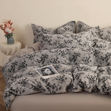 91家纺网 家纺一手货源 找家纺 （总）昊川家纺 2025新款全棉双层纱水洗色织大提花四件套