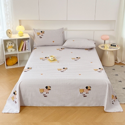 91家纺网 家纺一手货源 找家纺 （总）2025新款夏季床单缎条老粗布三件套凉感床单床上用品