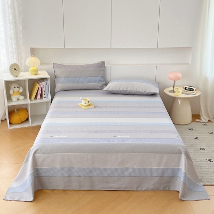 91家纺网 家纺一手货源 找家纺 （总）2025新款夏季床单缎条老粗布三件套凉感床单床上用品