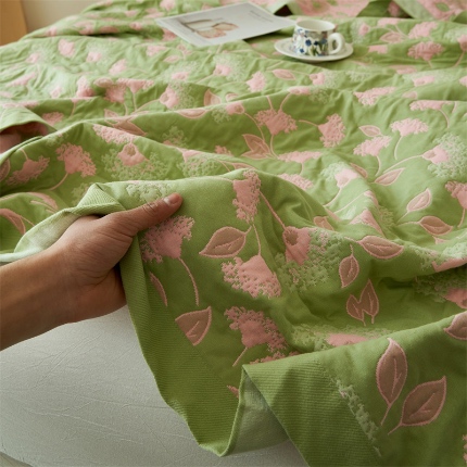  2025新款A类全棉加厚八层纱毛巾被 绿意春风-绿