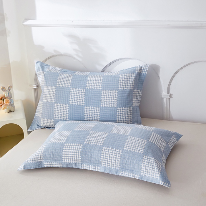 91家纺网 家纺一手货源 找家纺 三盛源 2025新款枕套全棉48x74cm信封一对学生宿舍纯棉枕头套枕皮单人枕芯通用 千鸟系