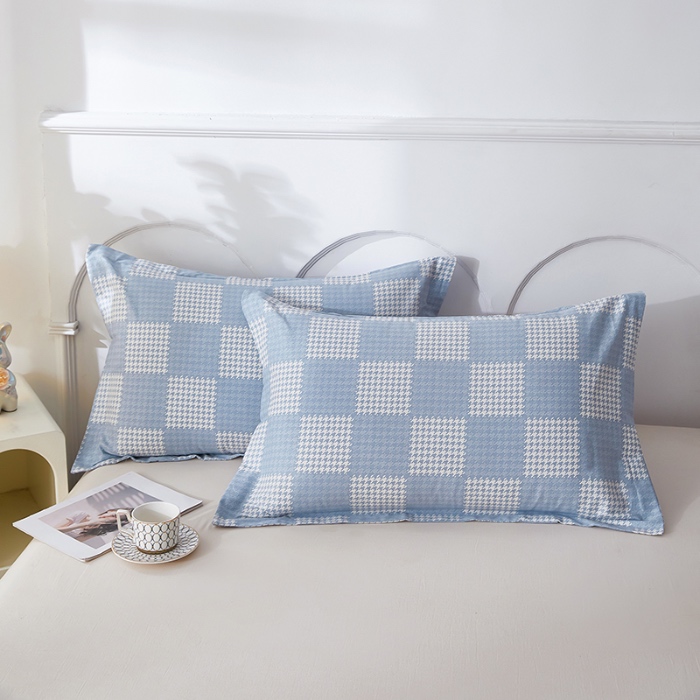 91家纺网 家纺一手货源 找家纺 三盛源 2025新款枕套全棉48x74cm信封一对学生宿舍纯棉枕头套枕皮单人枕芯通用 千鸟系