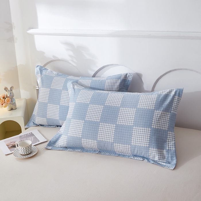 91家纺网 家纺一手货源 找家纺 三盛源 2025新款枕套全棉48x74cm信封一对学生宿舍纯棉枕头套枕皮单人枕芯通用 千鸟系