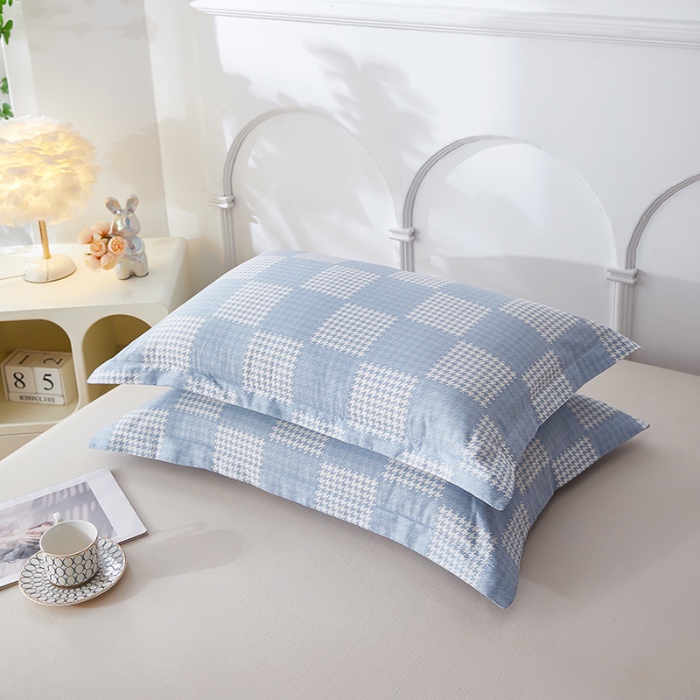 91家纺网 家纺一手货源 找家纺 三盛源 2025新款枕套全棉48x74cm信封一对学生宿舍纯棉枕头套枕皮单人枕芯通用 千鸟系