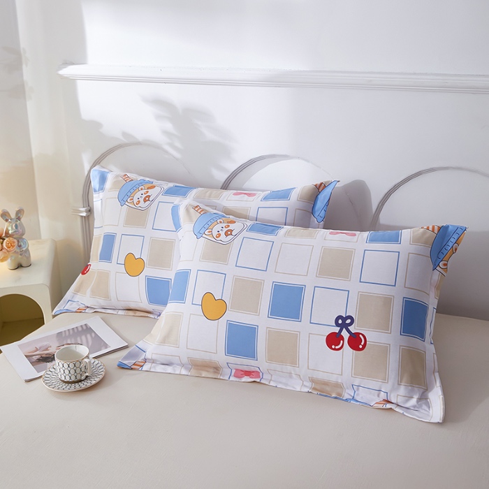 91家纺网 家纺一手货源 找家纺 三盛源 2025新款枕套全棉48x74cm信封一对学生宿舍纯棉枕头套枕皮单人枕芯通用 樱桃丸子