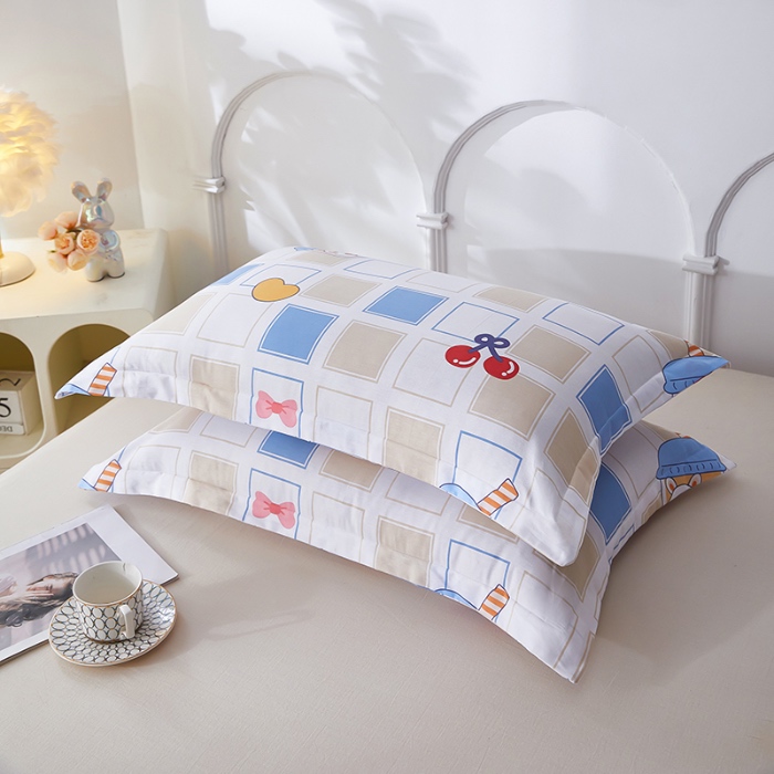 91家纺网 家纺一手货源 找家纺 三盛源 2025新款枕套全棉48x74cm信封一对学生宿舍纯棉枕头套枕皮单人枕芯通用 樱桃丸子