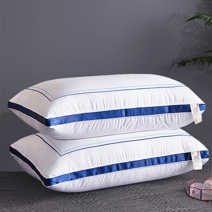 91家纺网 家纺一手货源 找家纺 兴丝露枕芯 刺绣贴边羽丝枕 酒店枕头 纤维枕