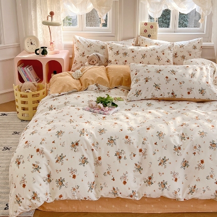 91家纺网 家纺一手货源 找家纺 （总）2025春夏季全棉纯棉13070四件套简约田园风格床罩被套四季通用床品套件