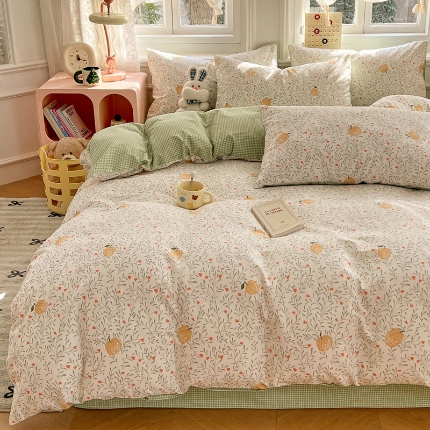 91家纺网 家纺一手货源 找家纺 （总）2025春夏季全棉纯棉13070四件套简约田园风格床罩被套四季通用床品套件