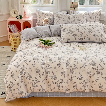 91家纺网 家纺一手货源 找家纺 （总）2025春夏季全棉纯棉13070四件套简约田园风格床罩被套四季通用床品套件