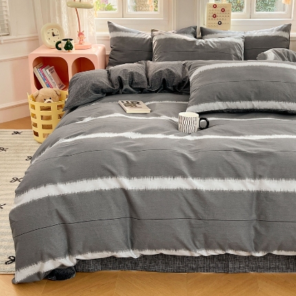 91家纺网 家纺一手货源 找家纺 （总）2025春夏季全棉纯棉13070四件套简约田园风格床罩被套四季通用床品套件