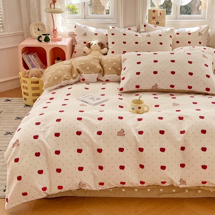 91家纺网 家纺一手货源 找家纺 （总）2025春夏季全棉纯棉13070四件套简约田园风格床罩被套四季通用床品套件