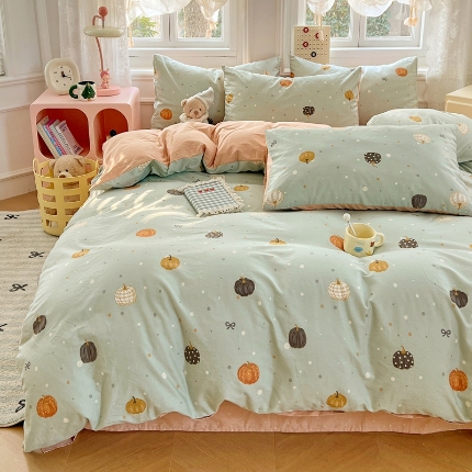 91家纺网 家纺一手货源 找家纺 （总）2025春夏季全棉纯棉13070四件套简约田园风格床罩被套四季通用床品套件