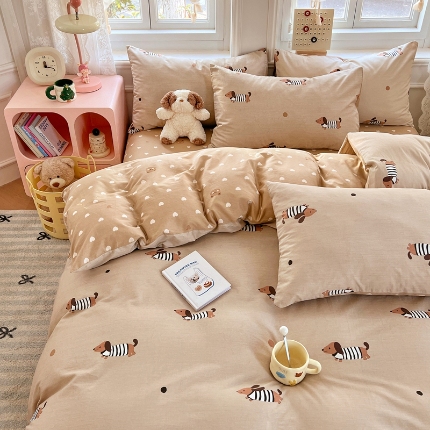 91家纺网 家纺一手货源 找家纺 （总）2025春夏季全棉纯棉13070四件套简约田园风格床罩被套四季通用床品套件